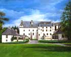 oil painting of traquair castle