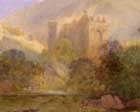 an oil painting of Hermitage Castle from 1867 