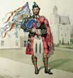 a painting of a highland piper