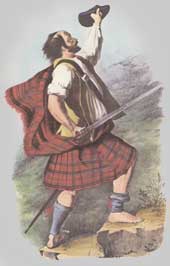 painting of a clan Macduff clansman
