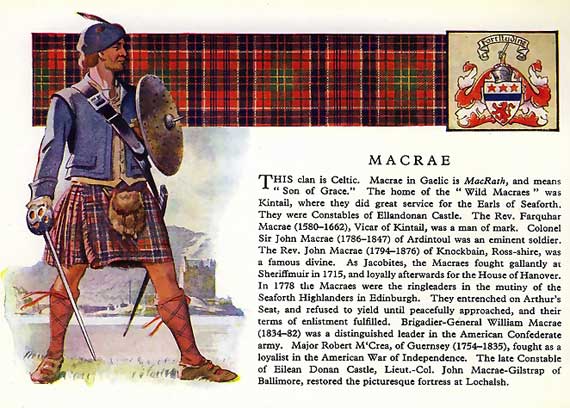 victorian history card of the MacRae Clan