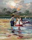 impressionist painting of a young couple holding hands