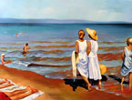 realistic painting on the beach