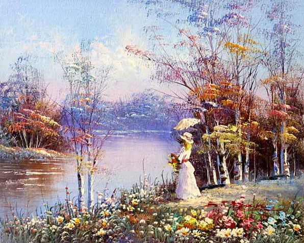 painting of a young girl with parasol