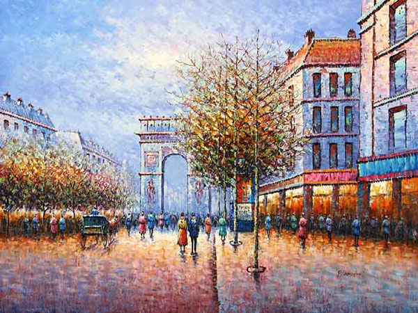 painting of the arc de triumph