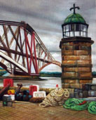 Landscape paintings of Scotland showing the Forth Bridge