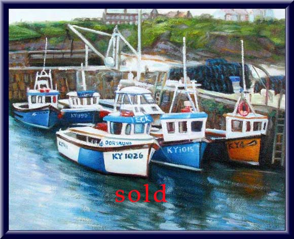 painting of Crail harbour in the east nuek