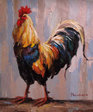 oil painting showing a cockerel