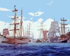 seascape painting of sailing ships