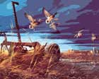 pop art landscape showing wild fowl